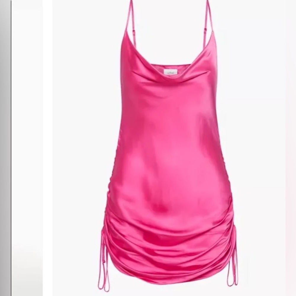Aritzia Wilfred ruched pink only slip dress
